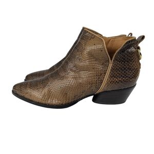 Sarto Franco Sarto A-Sloan brown leather snake print ankle booties size 8.5